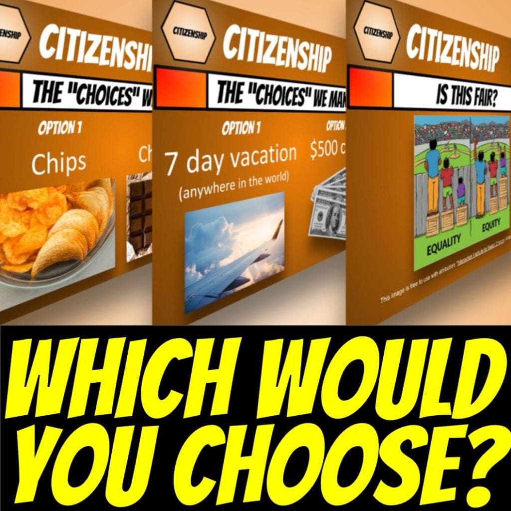 Which would you choose? Chips or chocolate? Vacation or cash? Equal or Fair?