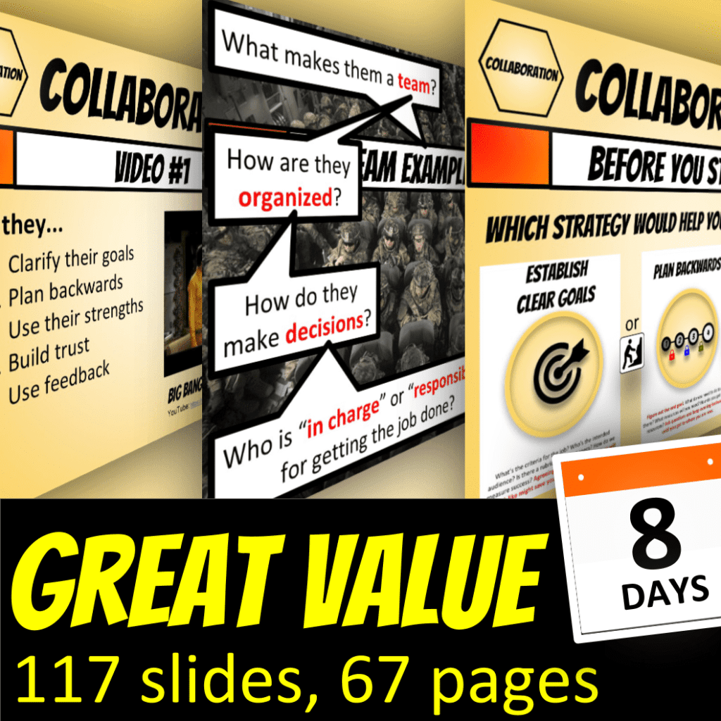 Great Value: 117 slides, 67 pges, 8 days of Collaboration Skill Lesson Plans