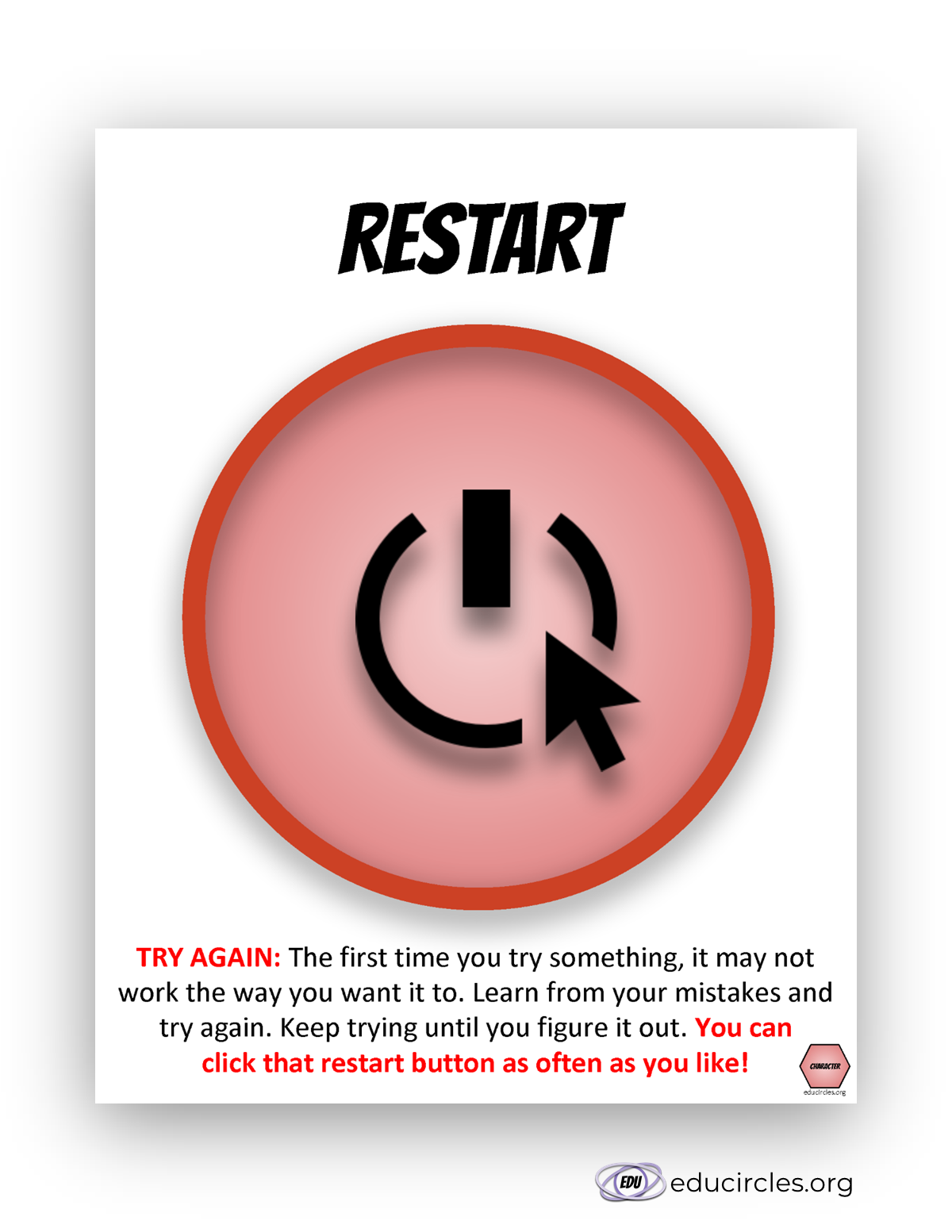 FREE Growth Mindset Poster PDF slide 5 - strategy: restart