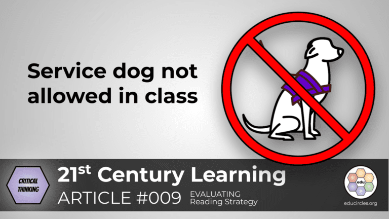 Service dog not allowed in class: Systemic Discrimination CRITICAL THINKING lesson (Reading Response Article 009)