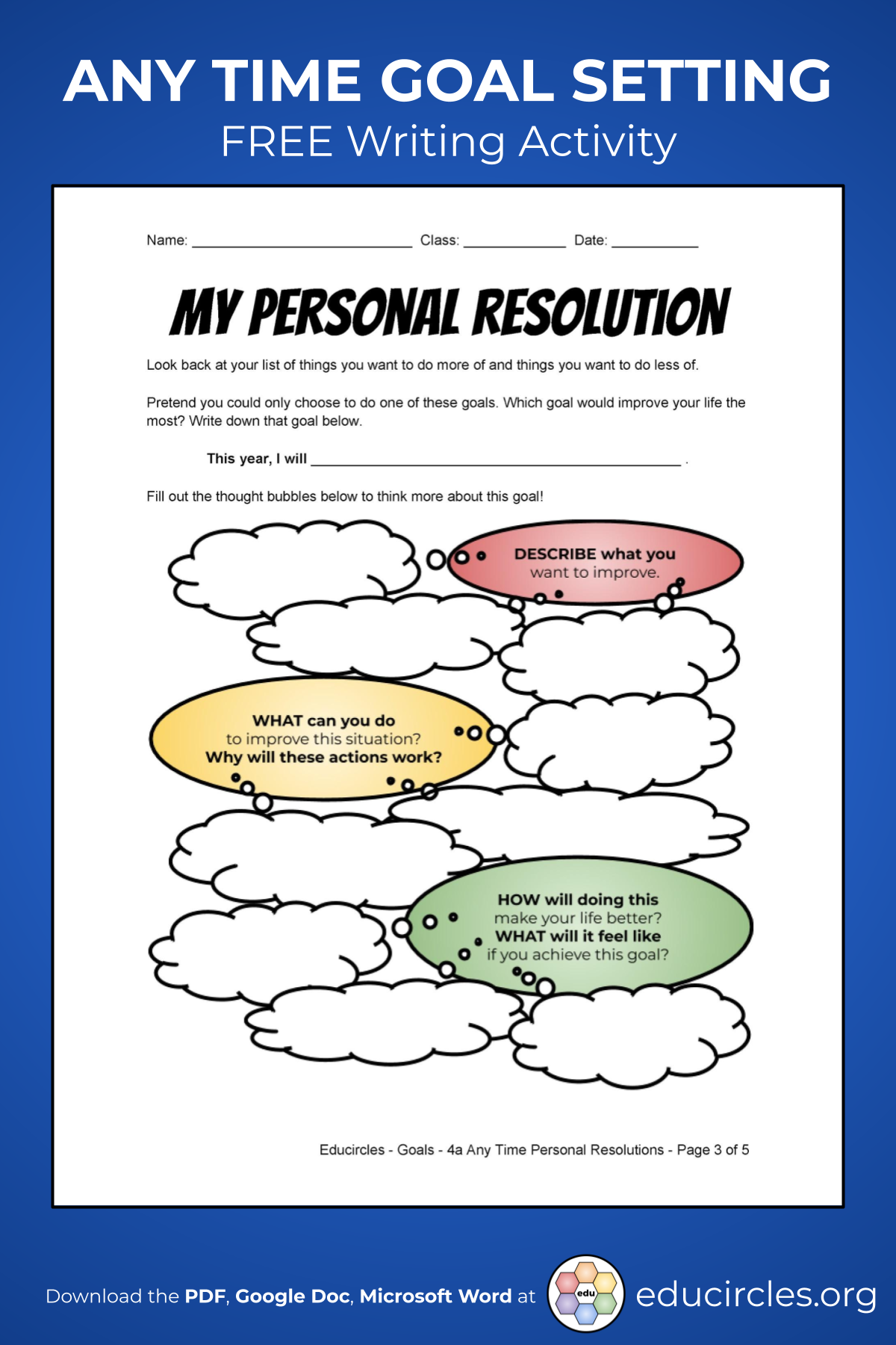 New Years 2022 Resolutions Flipbook Activity - Digital & Print - Goal