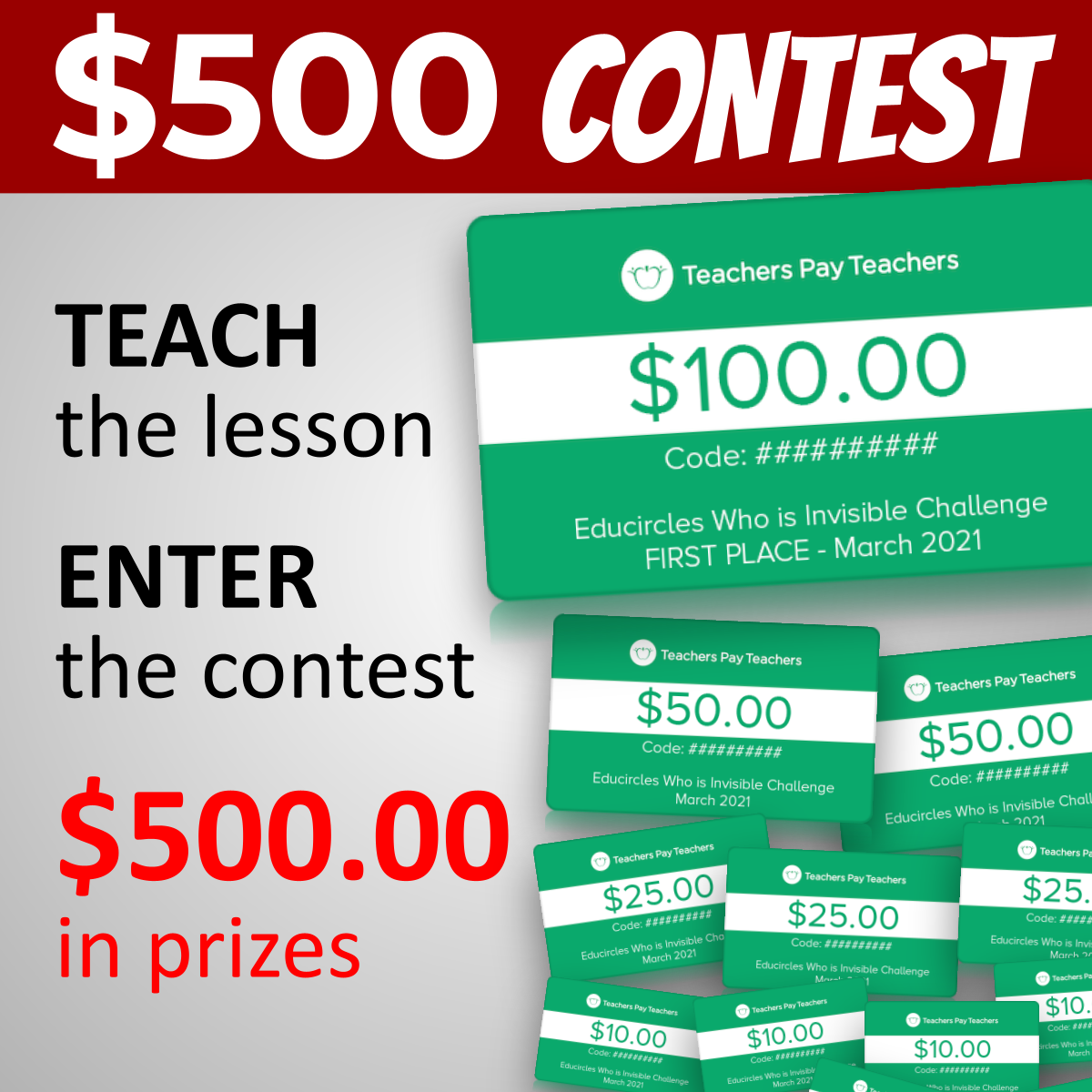 Diversity Lesson Who is Invisible Challenge - $500 contest: Teach the lesson, enter the contest, $500.00 in prizes