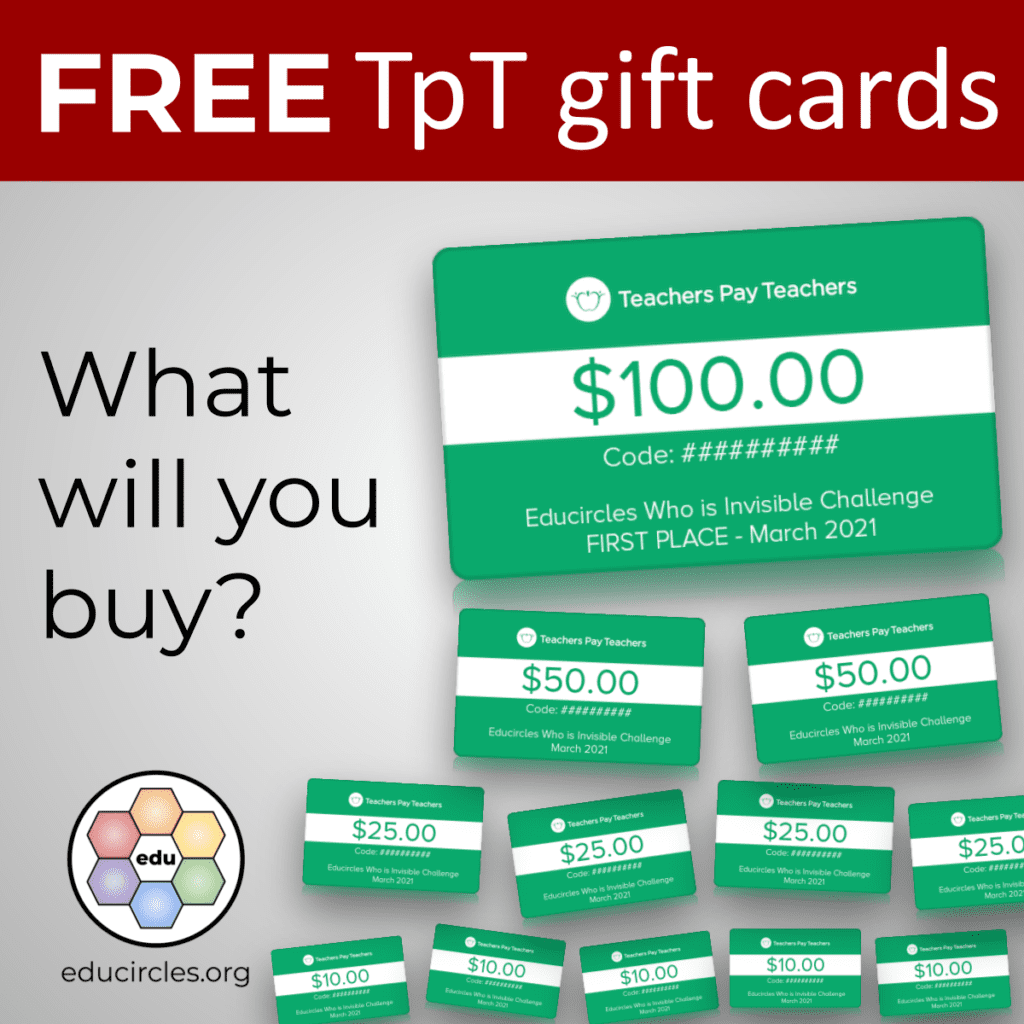FREE TpT gift cards - what will you buy? Educircles.org