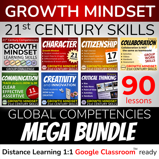 Growth Mindset 21st Century Skills - Global Competencies MEGA BUNDLE