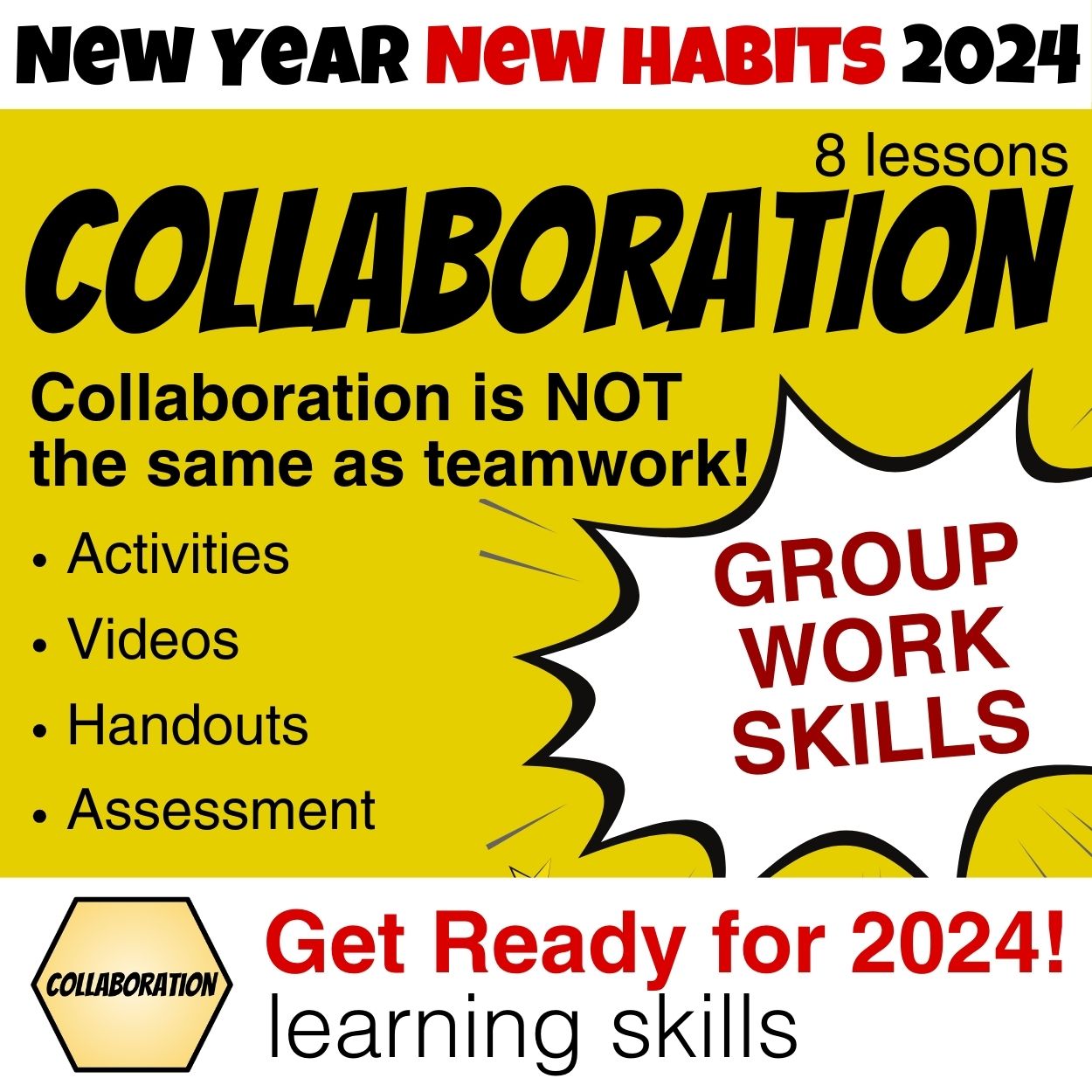 New Year Teaching Collaboration Lesson Plans 2024   6Cs Collaboration New Year New You 2024 Cover 1 