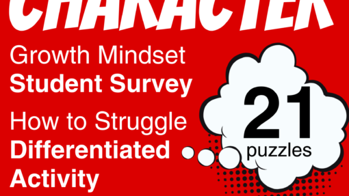 Social Emotional Learning SEL: Character - Growth Mindset Student Survey, How to Struggle Differentiated Activity - 21 puzzles - Growth Mindset 6Cs Learning Skills product cover
